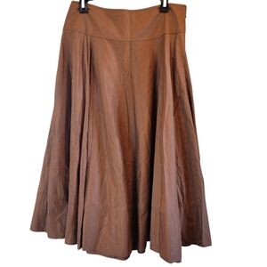 Vintage Lauren Ralph Lauren Brown Cotton A-line Midi Circle Skirt